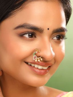 Yellow Chimes - Ad Stone Studded Without Piercing Nosepin