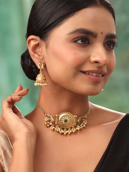 Yellow Chimes - Traditional Gold Plated Choker Necklace Set