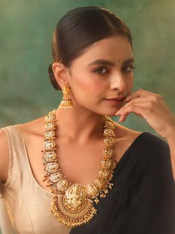 Yellow Chimes - Multi-Color Gold Plated Temple Jewellery Set