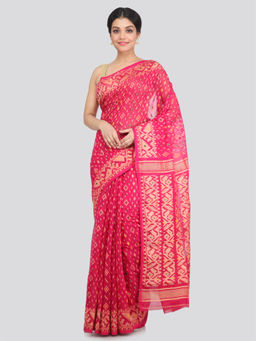 PinkLoom - Women's Soft Cotton Jamdani Saree Without Blouse Piece