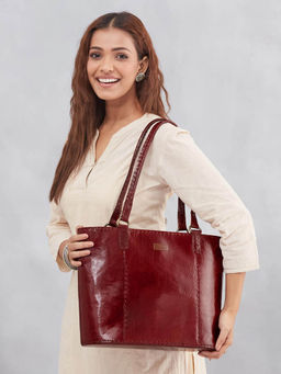 Fabindia - Wine Leather Tote Bag