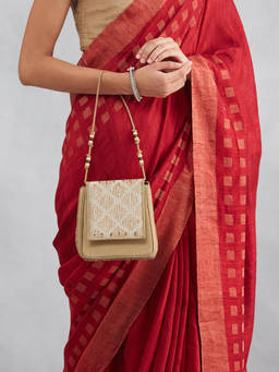 Fabindia - Beige Silk Blend Sling Bag (S)