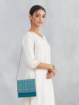 Fabindia - Blue Silk Blend Sling Bag (M)