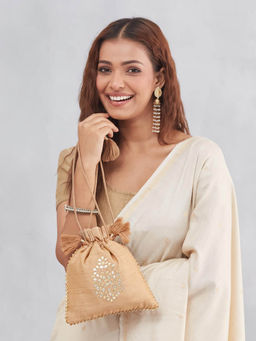 Fabindia - Beige Silk Blend Potli Bag