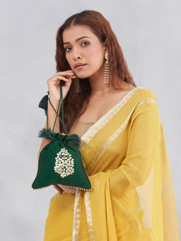 Fabindia - Green Silk Blend Potli Bag