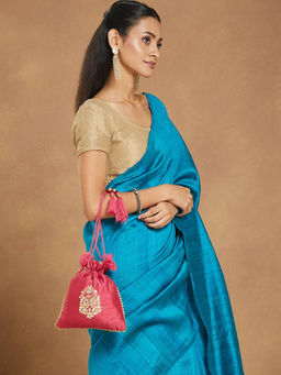 Fabindia - Pink Silk Blend Potli Bag