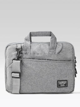 Teakwood - Unisex Khadi Grey 15 Inch Laptop Bag with Detachable Strap