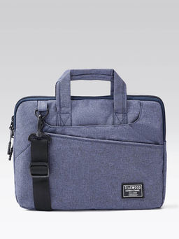 Teakwood - Unisex Khadi Navy 15 Inch Laptop Bag with Detachable Strap