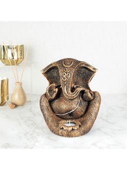 HomeTown - Dynast Polyresin Ganesha Hand Finished Tealight Holder 21cm in Gold Colour