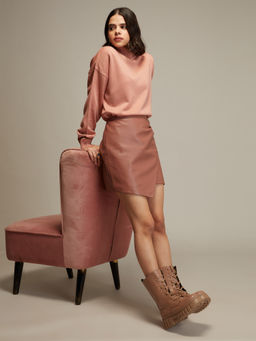 Twenty Dresses by Nykaa Fashion - Pink Solid Turtle Neck Sweater