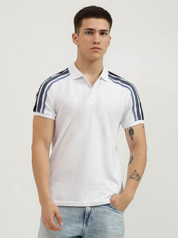 United Colors of Benetton - Regular Fit Collared Typography Polo T-Shirt- White