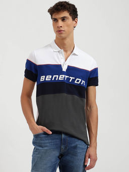 United Colors of Benetton - Regular Fit Collared Color Block Polo T-Shirt- Multi-Color