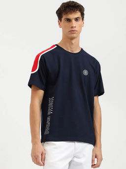 United Colors of Benetton - Boxy Fit Round Neck T-Shirt- Navy Blue