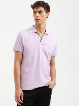 United Colors of Benetton - Regular Fit Polo Neck Solid T-Shirt- Lavender