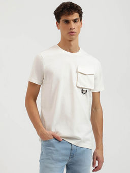 United Colors of Benetton - Relaxed Fit Crew Neck Solid T-Shirt- Off White