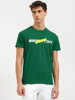 United Colors of Benetton - Regular Fit Round Neck Solid T-Shirt- Green