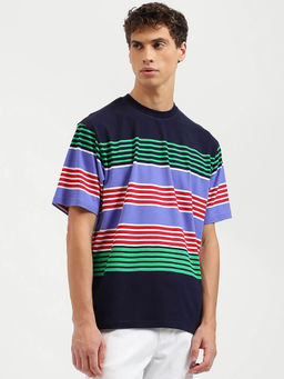 United Colors of Benetton - Boxy Fit Round Neck Stripes T-Shirt- Multi-Color