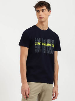 United Colors of Benetton - Regular Fit Crew Neck Printed T-Shirt- Black