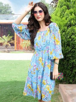 Sera - Blue Light Weight Flowy Chiffon Dress