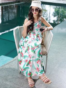 Sera - White Premium Viscose Fit & Flare Midi Dress