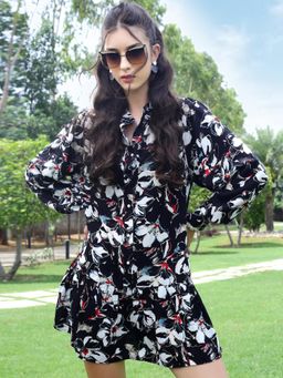 Sera - Black Premium Viscose Button Down Shirt Dress