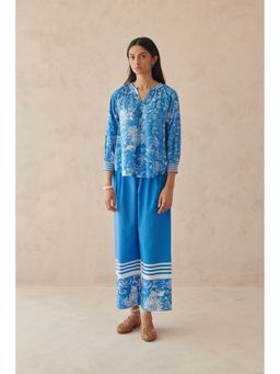 ROHO - Womens Cotton Printed Blue Top