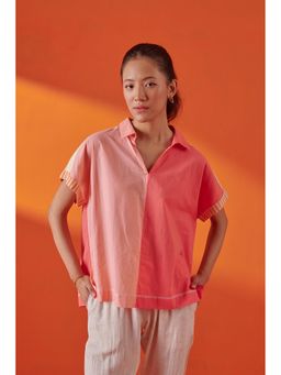 ROHO - Womens Cambric Colorblock Peach Top
