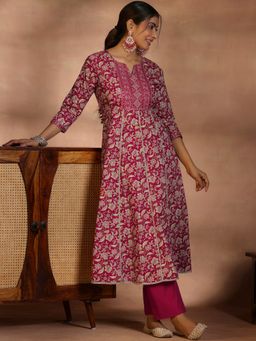 Libas - Pink Pure Cotton Printed Kurta Sets for Women
