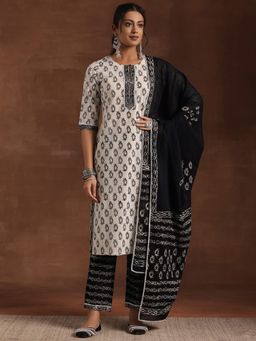 Libas - Off White Pure Cotton Printed Kurta Sets for Women