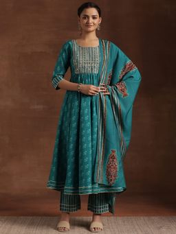 Libas - Blue Silk Blend Printed Kurta Sets for Women