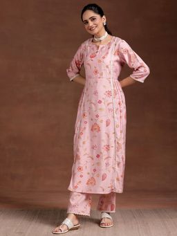 Libas - Pink Silk Blend Printed Kurta Sets for Women
