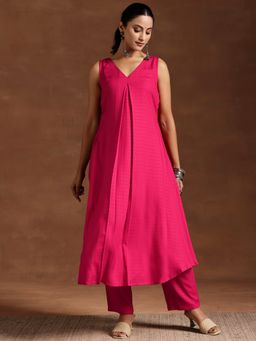 Libas - Pink Viscose Rayon Woven Design Kurta Sets for Women