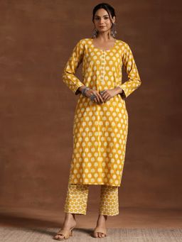 Libas - Mustard Pure Cotton Printed Kurta Sets for Women