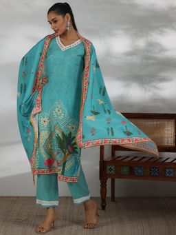 Libas - Turquoise Blue Muslin Printed Kurta sets for Women
