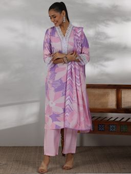 Libas - Purple Cotton Blend Printed Kurta sets for Women