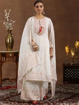 Libas - Off White Georgette Printed Kurta Sets for Women