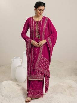 Libas - Pink Georgette Printed Kurta Sets for Women