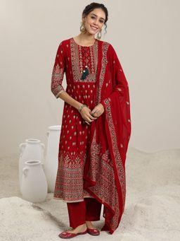 Libas - Red Georgette Printed Kurta Sets for Women