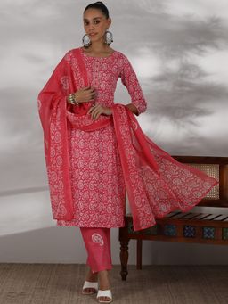 Libas - Pink Pure Cotton Printed Kurta Sets for Women