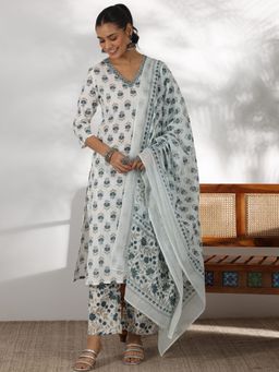 Libas - White Pure Cotton Printed Kurta Sets for Women