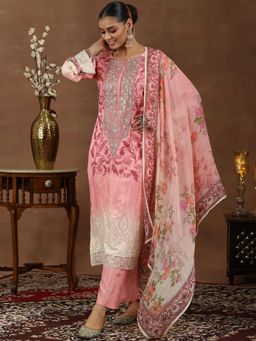 Libas - Pink Muslin Embroidered Kurta Sets for Women