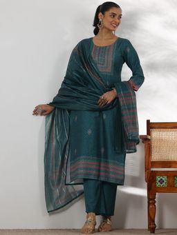 Libas - Teal Silk Blend Printed Kurta Sets for Women