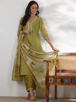 Libas - Green Silk Blend Printed Kurta Sets for Women