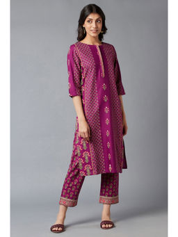 W - Purple Floral Kurta