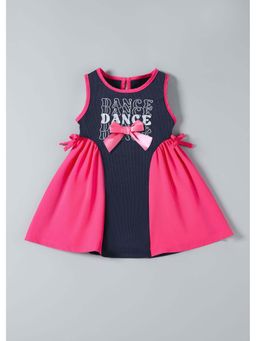 Hopscotch - Navy Blue Bow Applique Dress