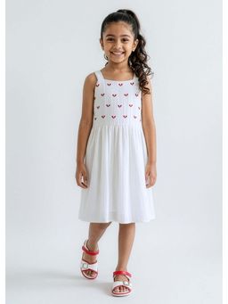 Hopscotch - White Heart Embroidery Cotton Dress