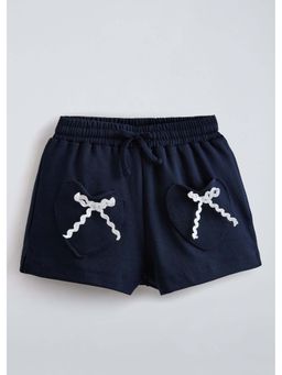 Hopscotch - Navy Blue With Heart Pocket Shorts