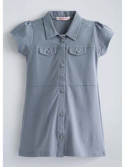 Hopscotch - Grey Collared Half Sleeves Dress