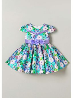 Hopscotch - Floral Applique Ruffled Dress