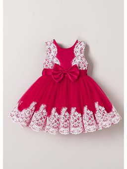 Hopscotch - Red Lace Bow Applique Dress